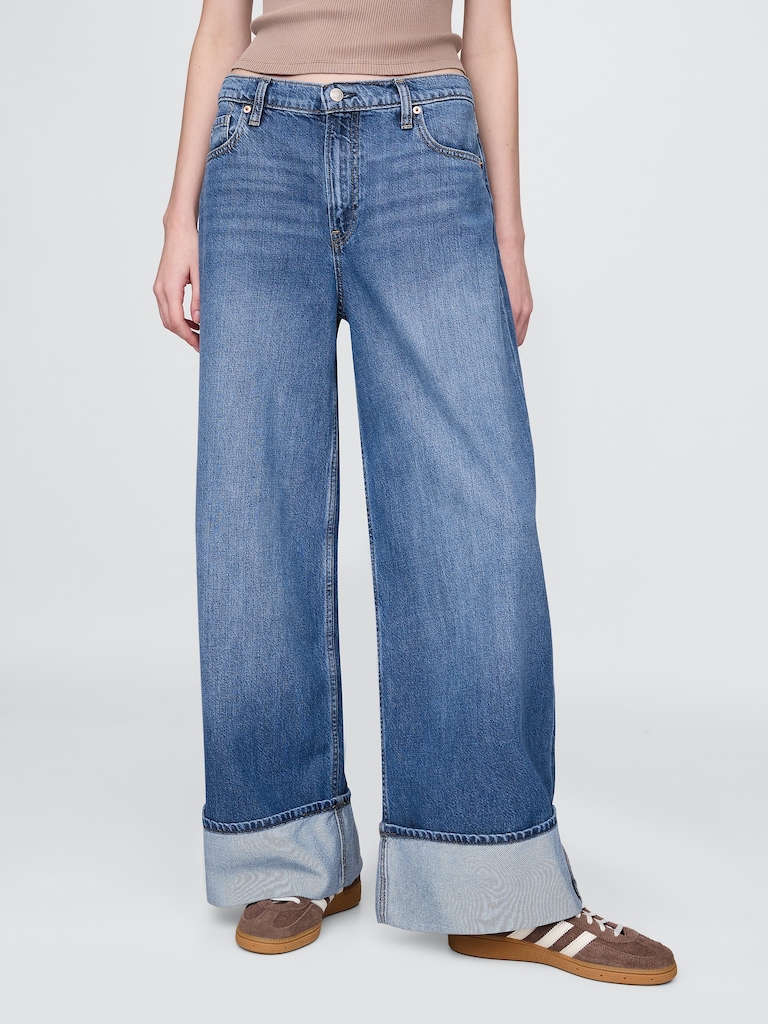 Mid Rise UltraSoft Cuffed Baggy Jeans