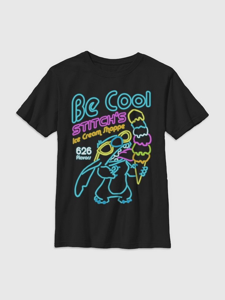 Lilo Stitch Neon Ice Cream Gender-Neutral Graphic T-Shirt for Kids