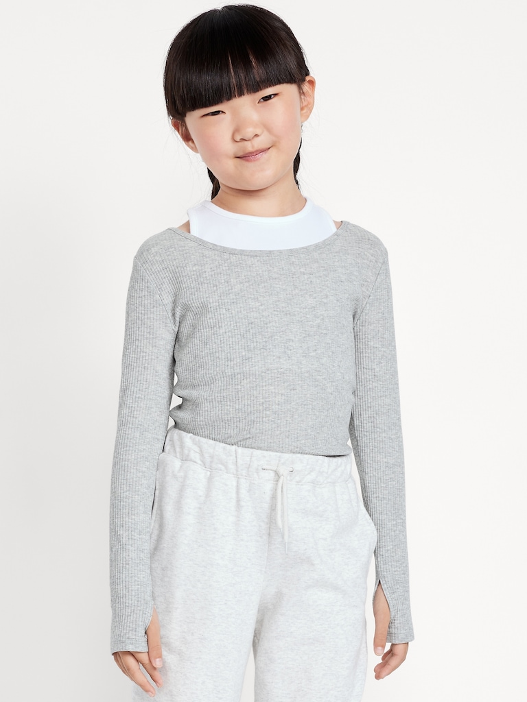 2-In-1 Ribbed Performance Top for Girls