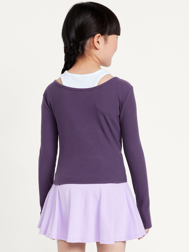 2-In-1 Ribbed Performance Top for Girls