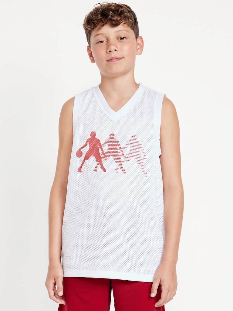 Mesh Graphic Basketball Tank Top for Boys
