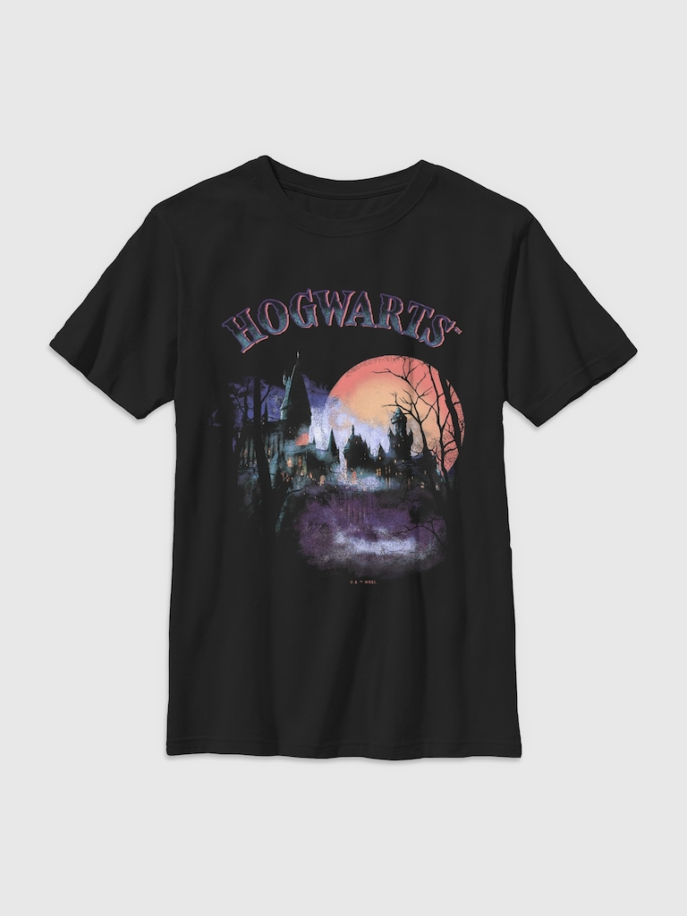 Harry Potter Halloween Hogwarts Spooky Scene Gender-Neutral Graphic T-Shirt for Kids