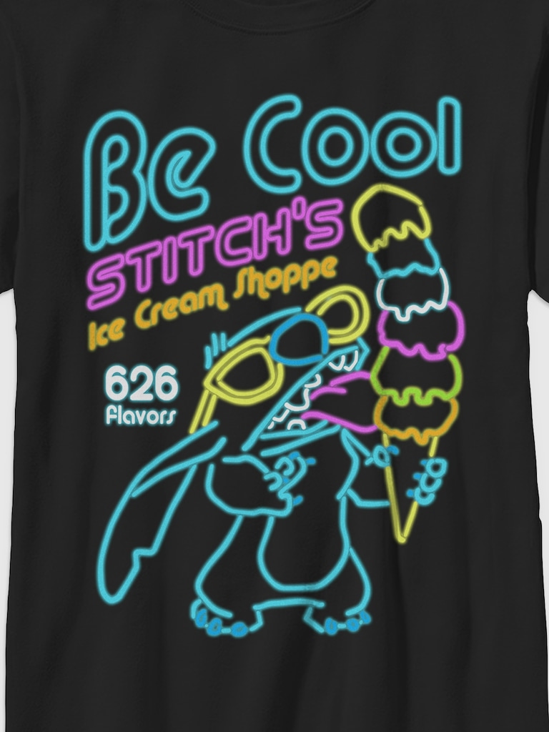Lilo Stitch Neon Ice Cream Gender-Neutral Graphic T-Shirt for Kids