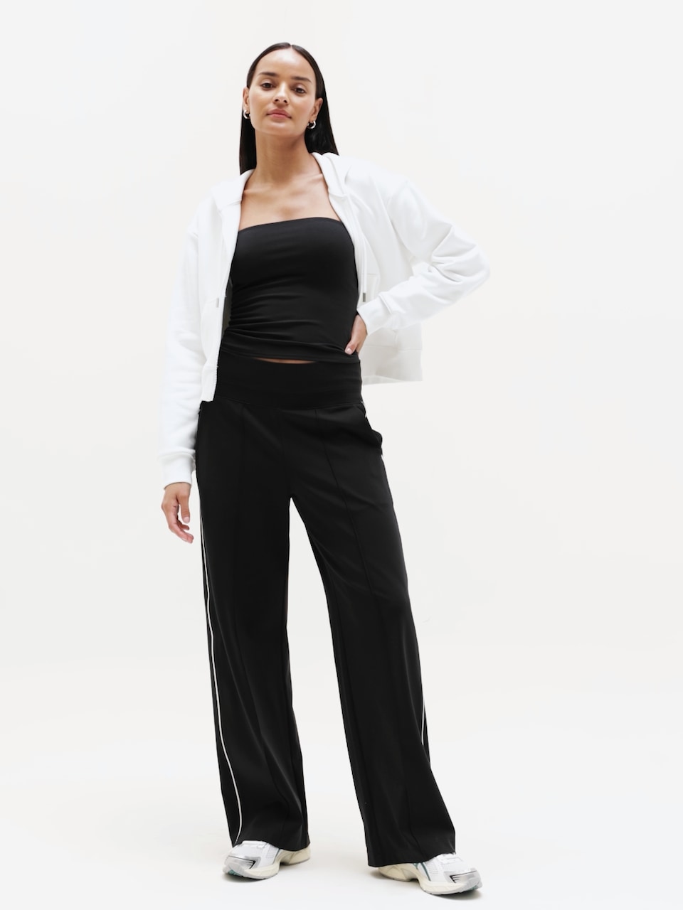 Venice High Rise Track Stripe Wide Leg Pant