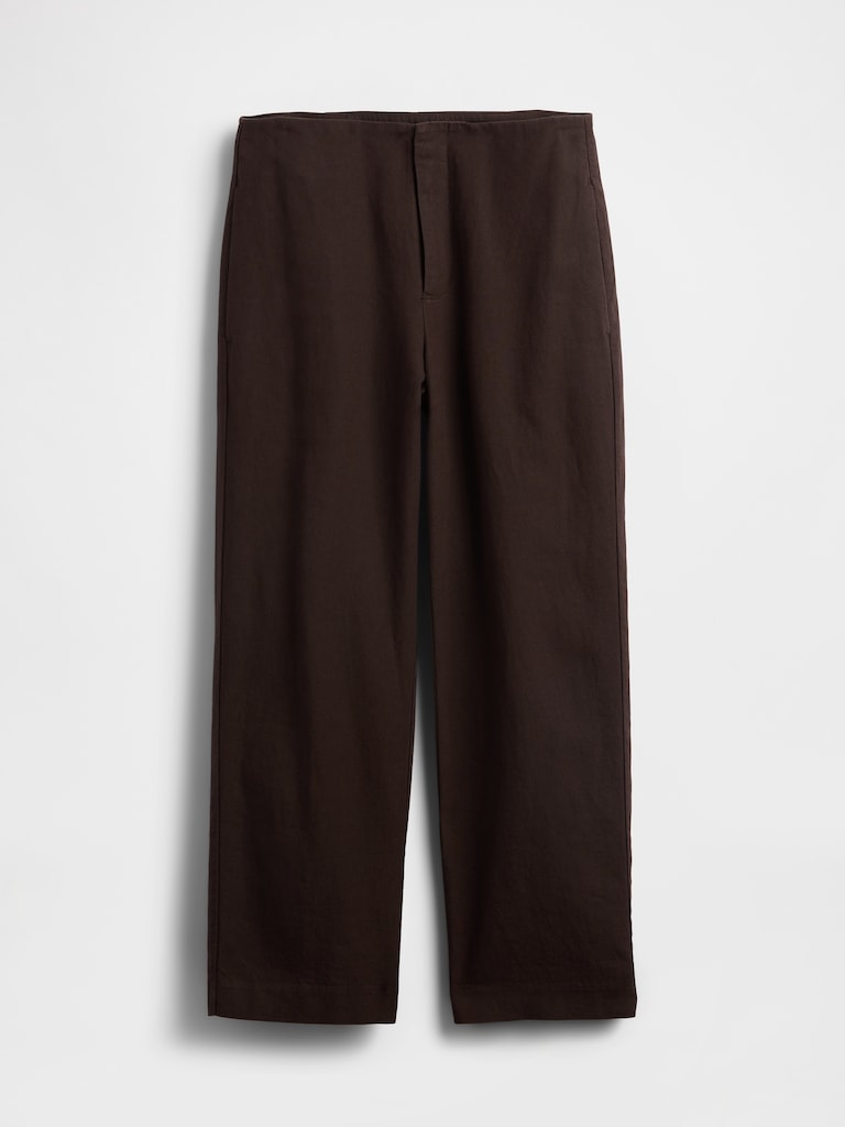 Linen-Blend Relaxed Straight Ankle Pants