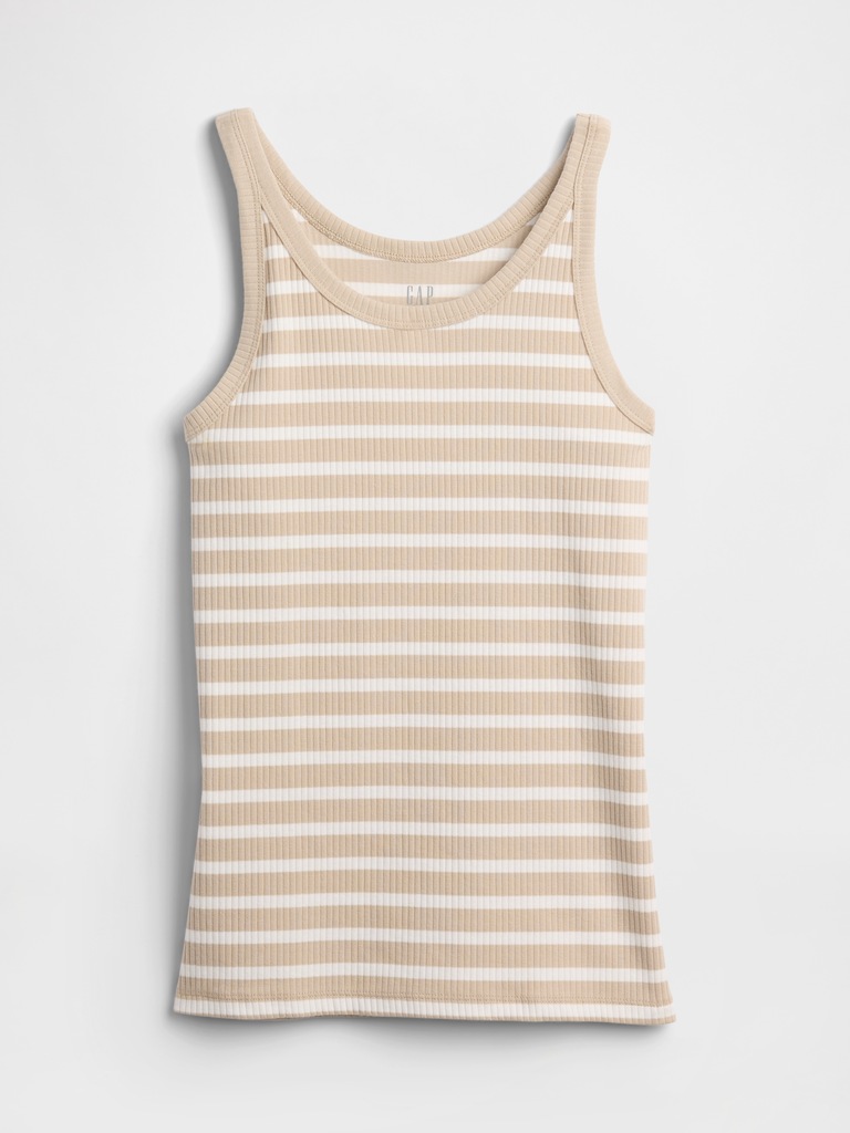 Ribbed Stripe High-Neck Tank