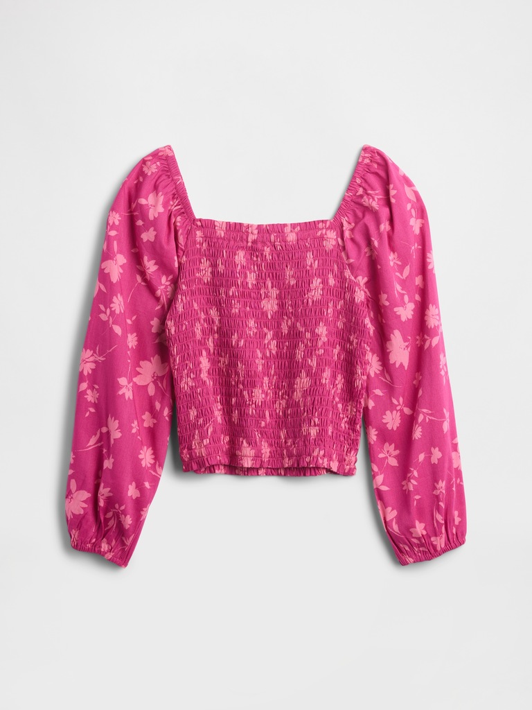 Kids Squareneck Puff Sleeve Top