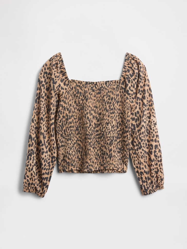 Kids Squareneck Puff Sleeve Top