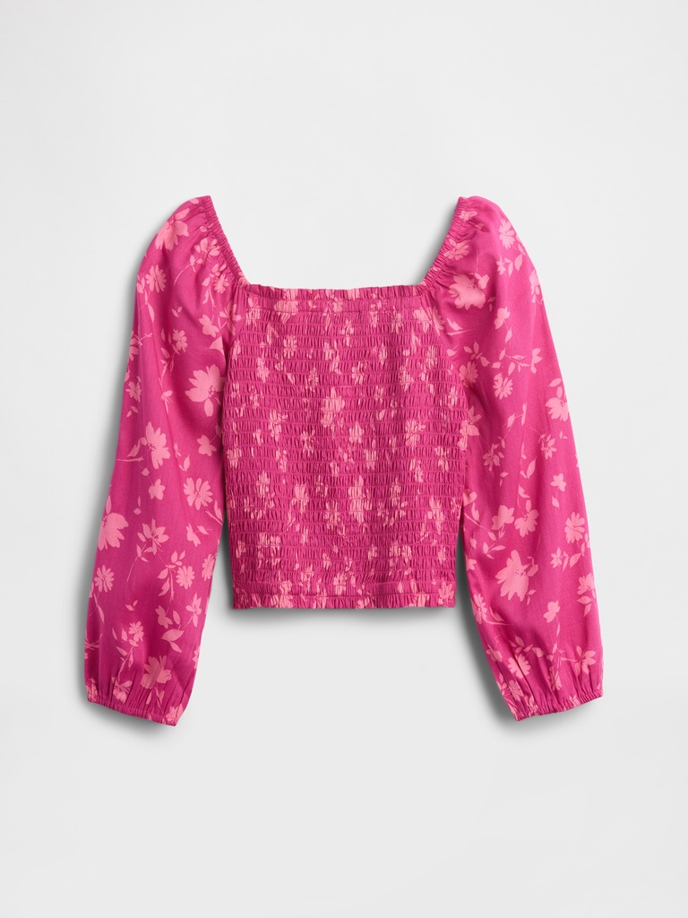 Kids Squareneck Puff Sleeve Top