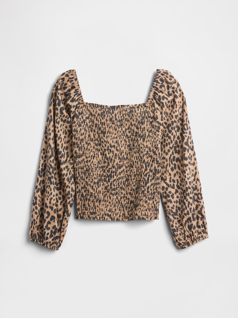 Kids Squareneck Puff Sleeve Top