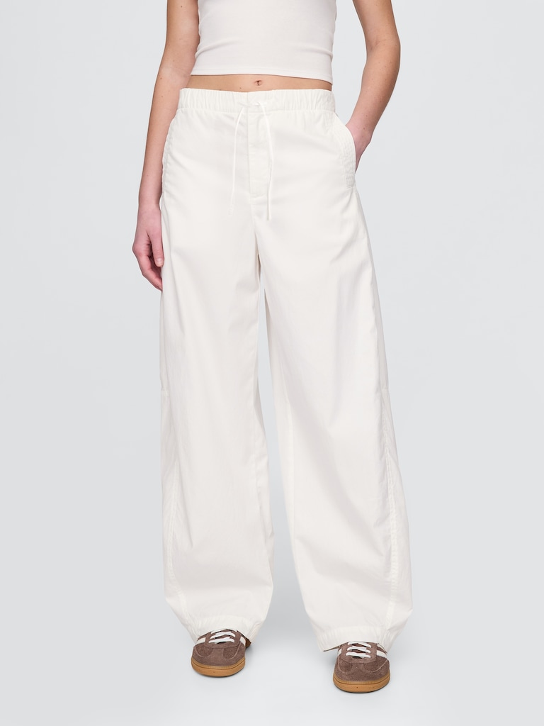Mid Rise Barrel Parachute Pants