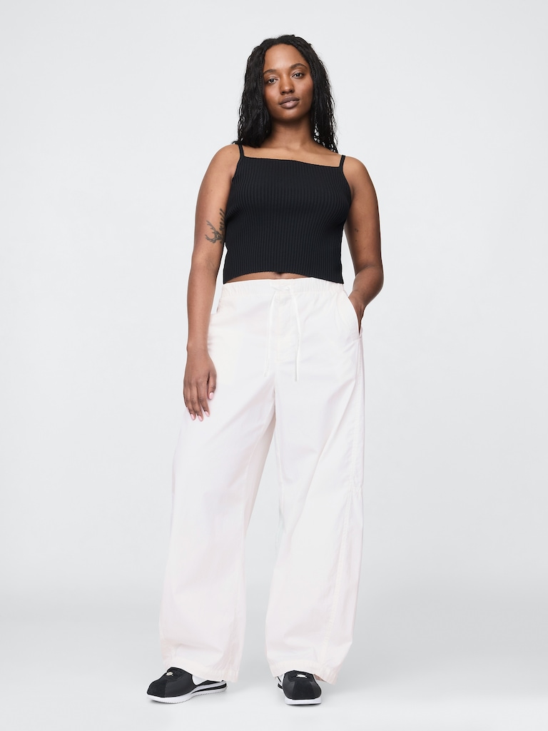 Mid Rise Barrel Parachute Pants