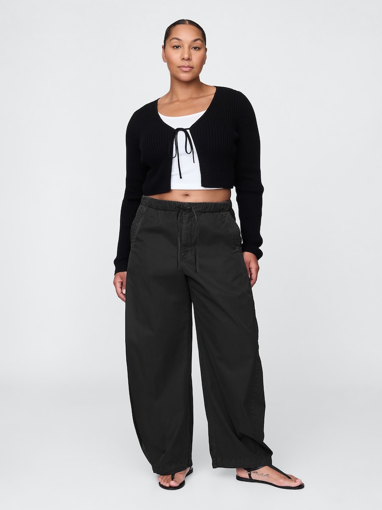 Mid Rise Barrel Parachute Pants