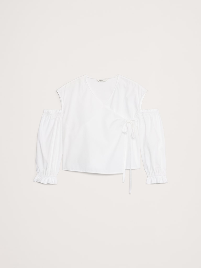 Cotton Poplin Puff-Sleeve Cropped Top