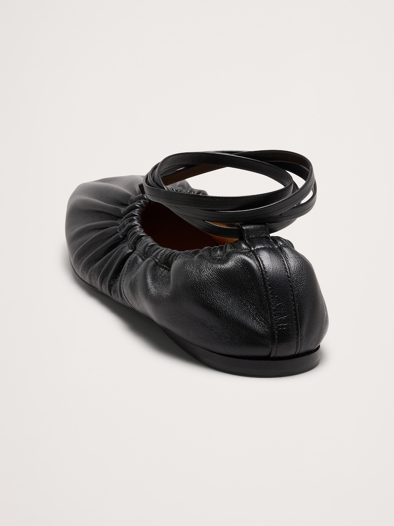 Ruched Leather Ballet Flat