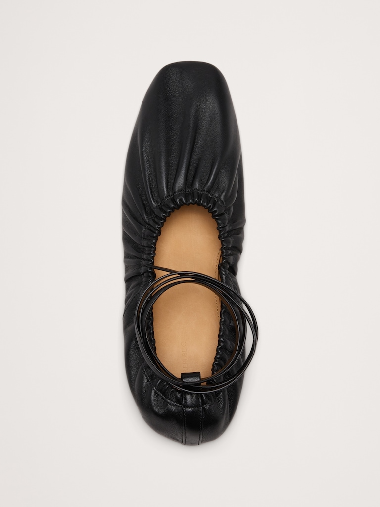 Ruched Leather Ballet Flat