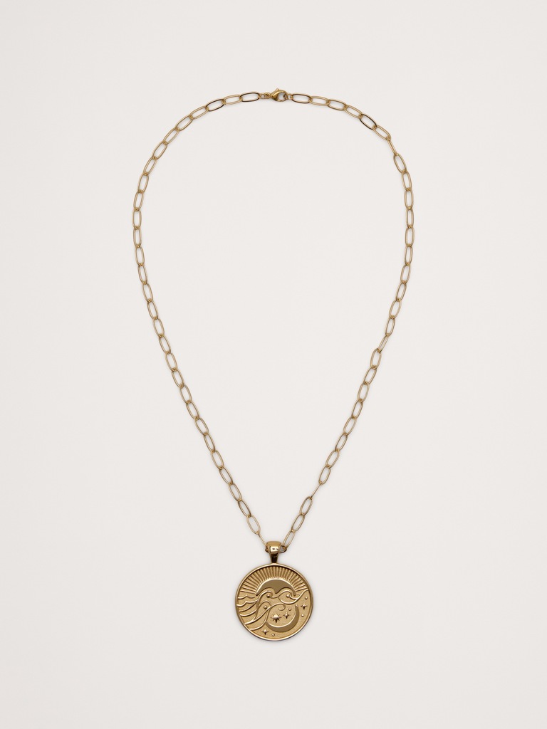 Wanderlust Celestial Pendant Coin with Chain by Jane Win