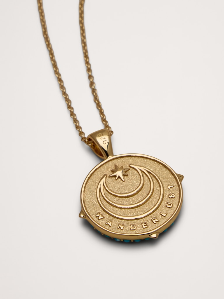 Wanderlust Sunflower Small Embellished Coin with Chain by Jane Win