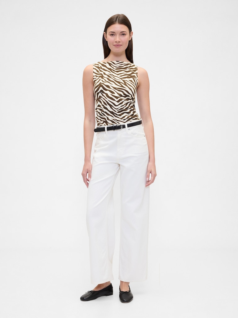 Sleeveless Boatneck Tank Top