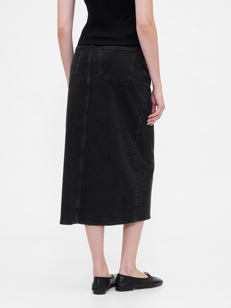 Denim Midi Pencil Skirt