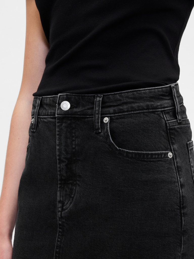 Denim Midi Pencil Skirt