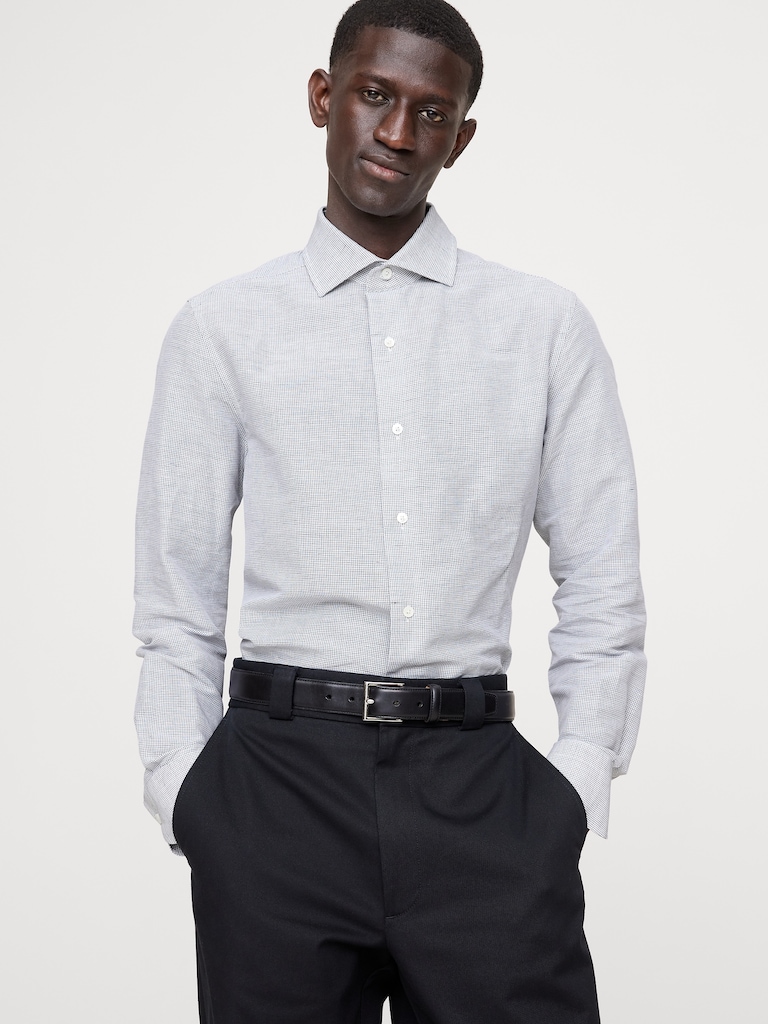 Slim-Fit Linen-Cotton Dress Shirt