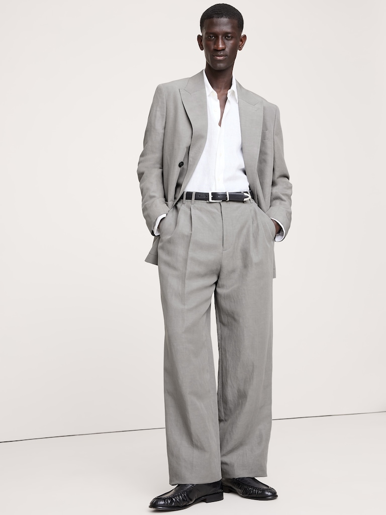 Tencel™-Linen Wide-Leg Suit Pant