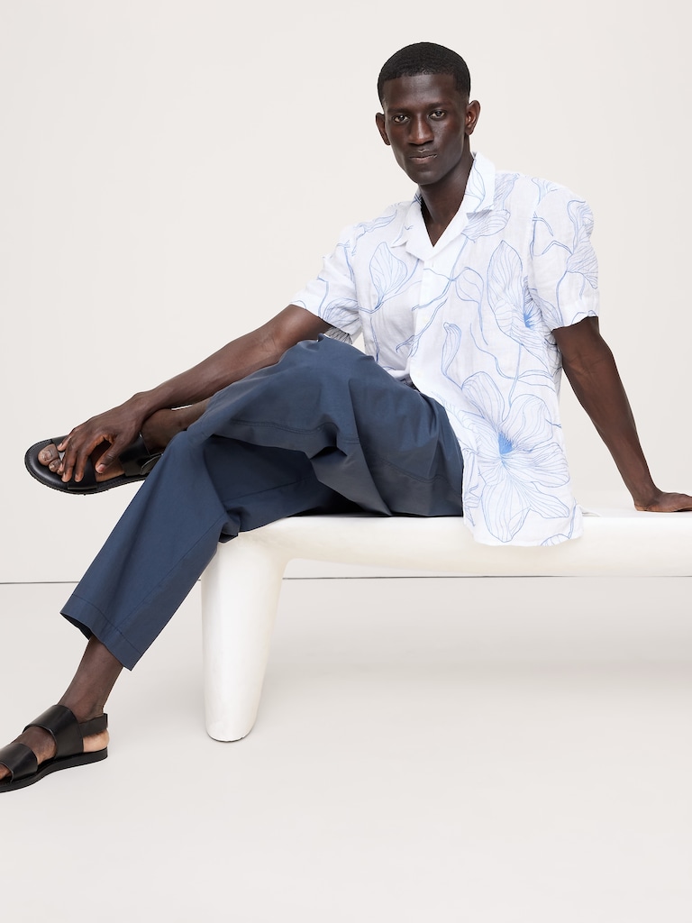 Standard-Fit Embroidered Linen Resort Shirt