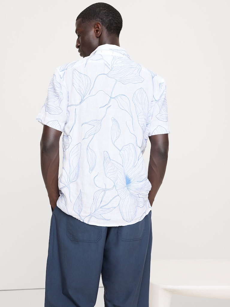 Standard-Fit Embroidered Linen Resort Shirt