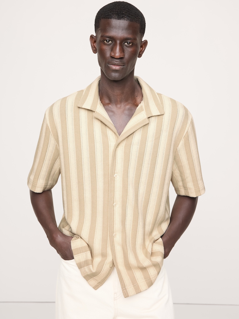 Pointelle Stripe Resort Shirt
