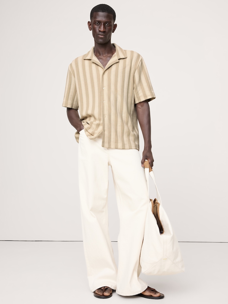 Pointelle Stripe Resort Shirt