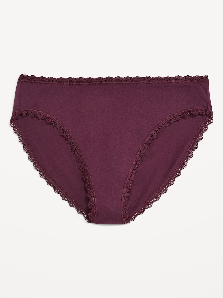 High-Waisted Lace-Trim Bikini Underwear