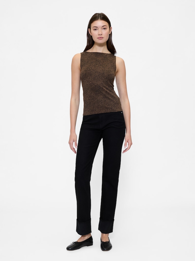 Sleeveless Boatneck Tank Top