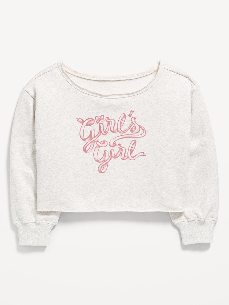 Boat-Neck Graphic Sweatshirt for Girls