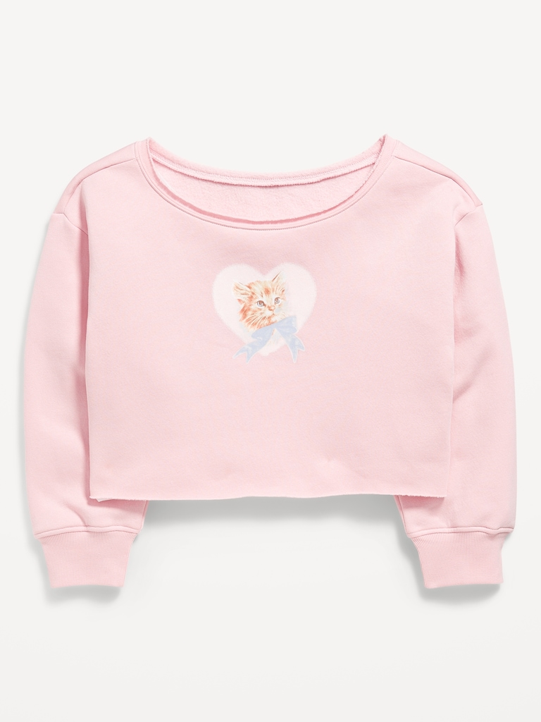 Boat-Neck Graphic Sweatshirt for Girls