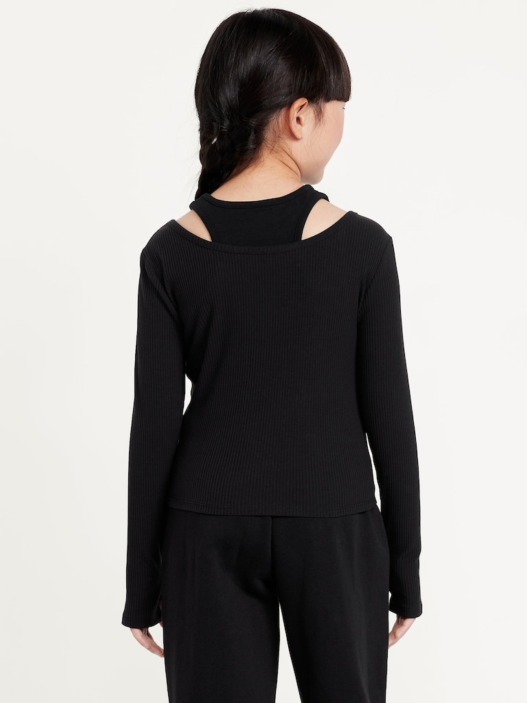2-In-1 Ribbed Performance Top for Girls
