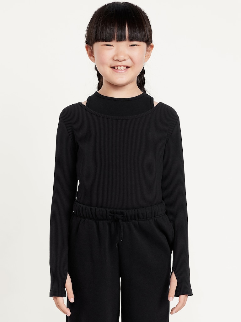2-In-1 Ribbed Performance Top for Girls
