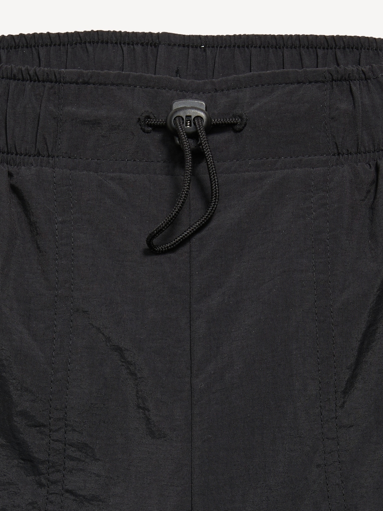 High-Waisted Side Ruched Cargo Parachute Joggers for Girls