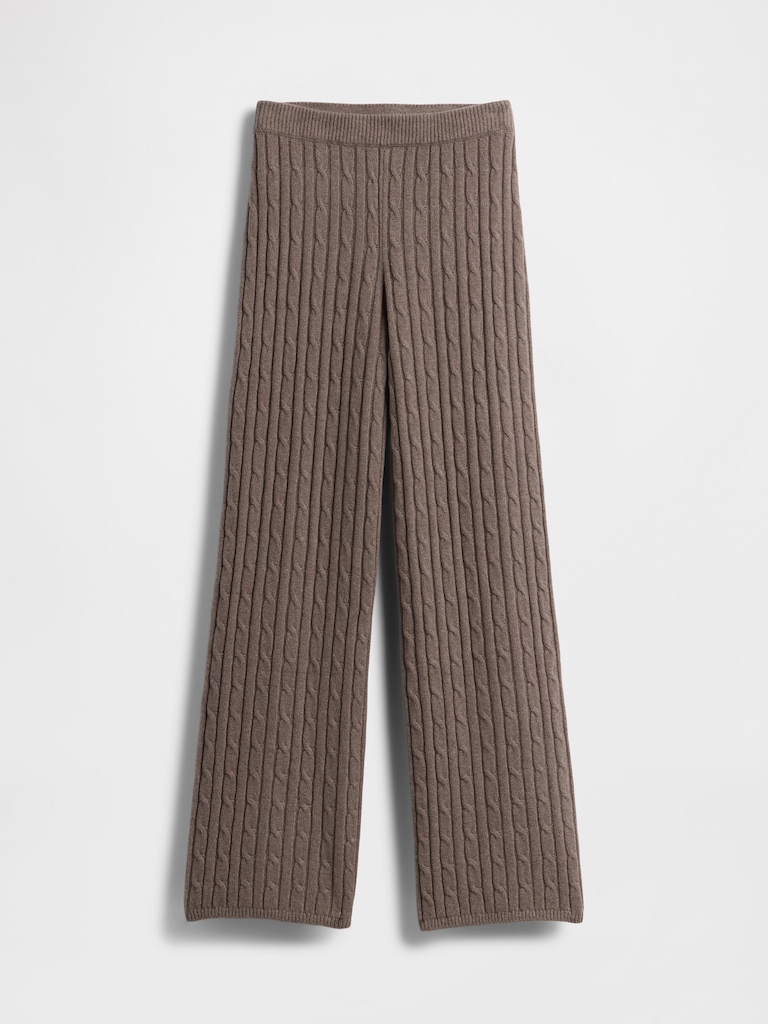 CashSoft Cable-Knit Sweater Pants