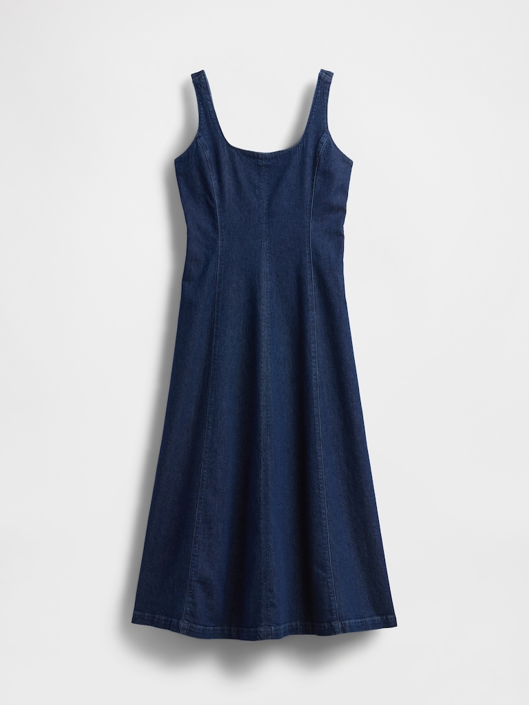Denim Square-Neck Maxi Dress