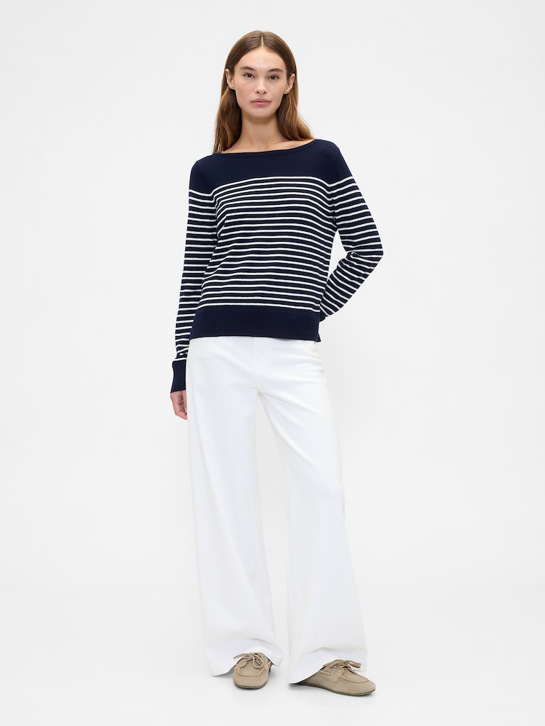 Relaxed Stripe Boatneck Sweater