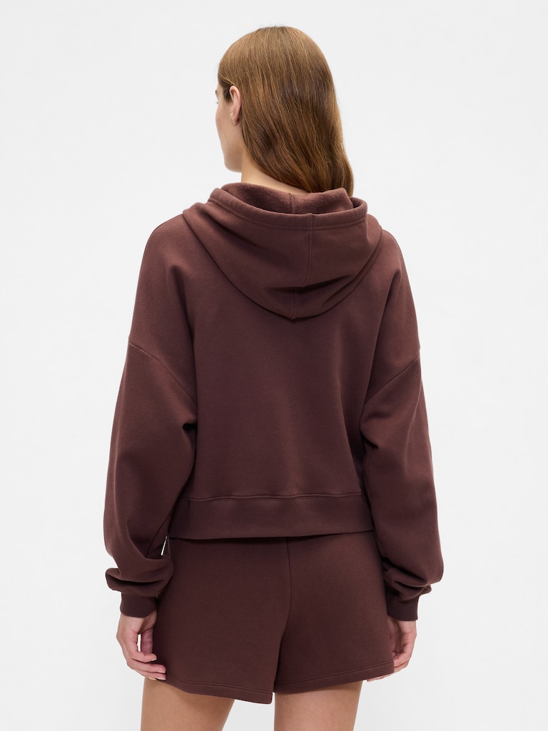 Relaxed Cropped Fleece Zip Hoodie