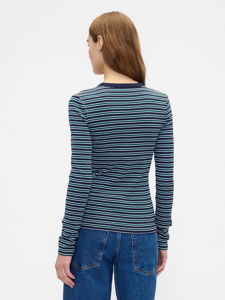 Ribbed Stripe Crewneck T-Shirt