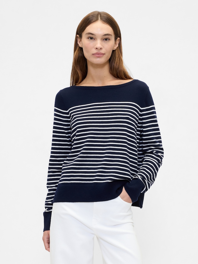 Relaxed Stripe Boatneck Sweater