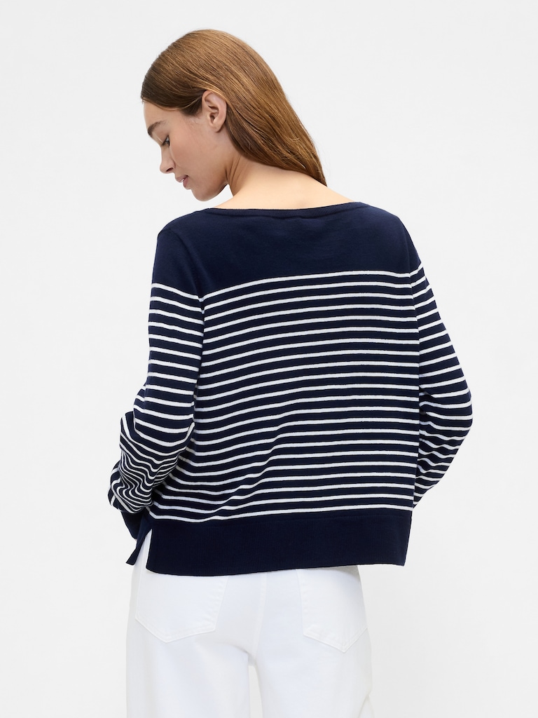 Relaxed Stripe Boatneck Sweater