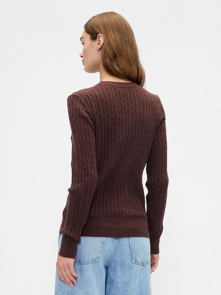 CashSoft Cable-Knit Crewneck Sweater