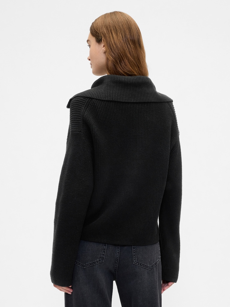 Relaxed Ribbed Quarter-Zip Sweater