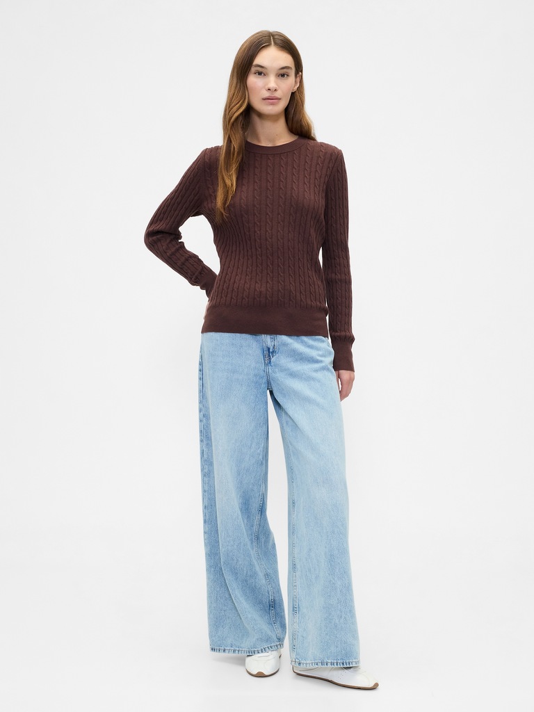 CashSoft Cable-Knit Crewneck Sweater