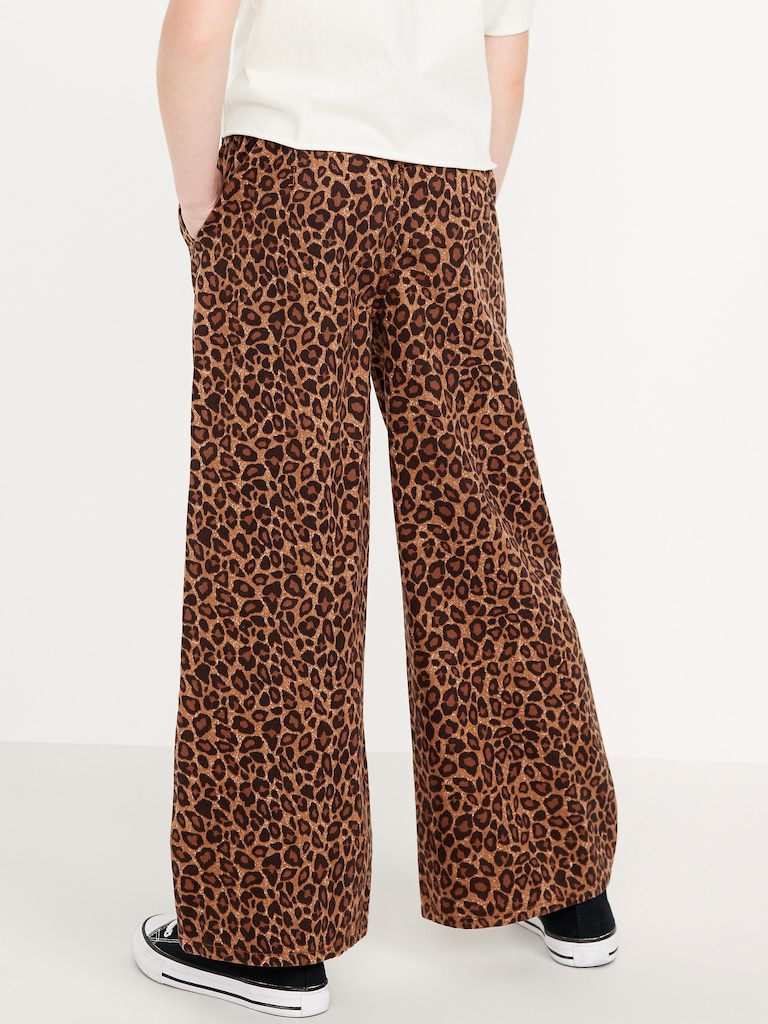 Printed High-Waisted Baggy Wide-Leg Pull-On Pants for Girls