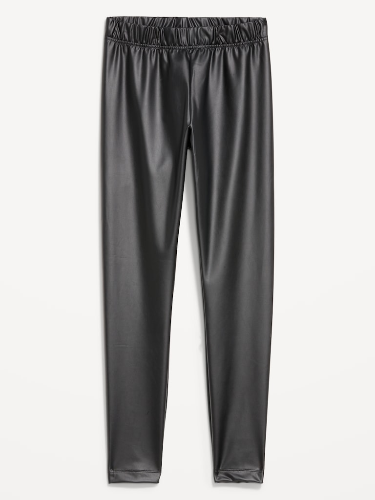 High-Waisted Faux-Leather Fashion Ankle Leggings